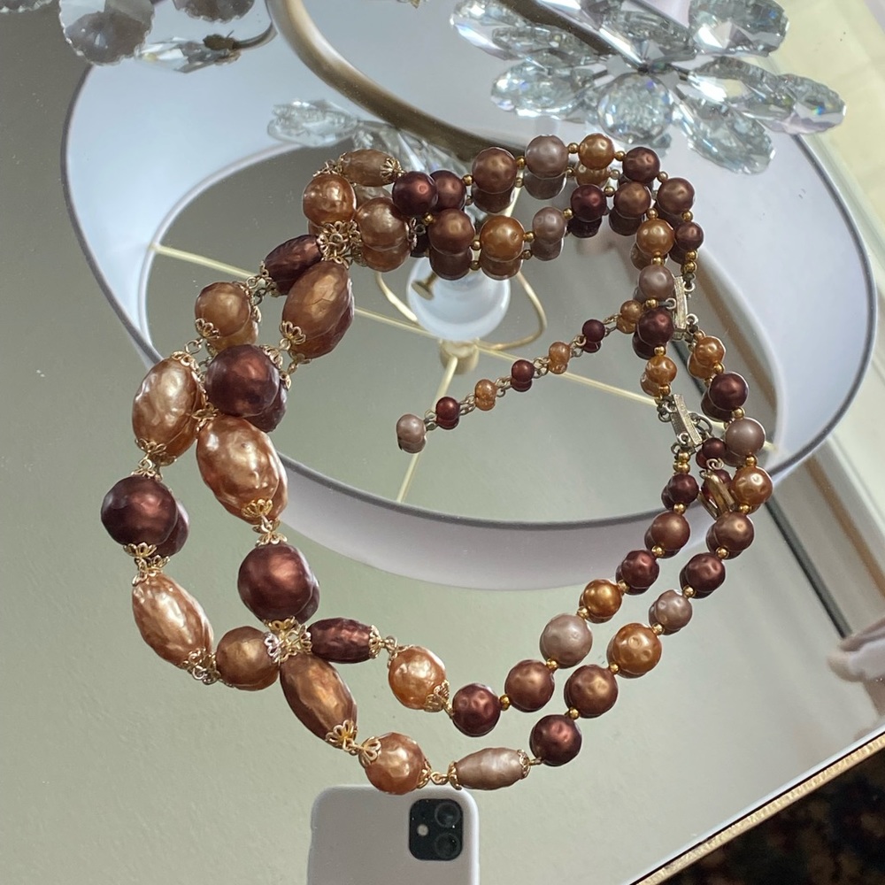 Brown long necklace